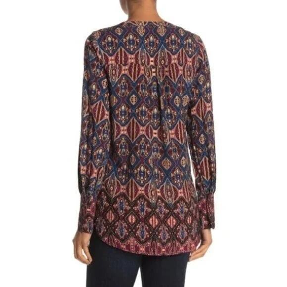 DR2 by Daniel Rainn Women's Multicolored Patterned Button Up Blouse Sz XS - Picture 2 of 5